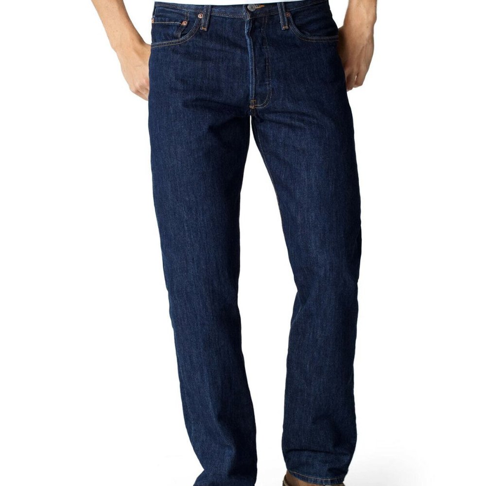 501® Original Levis® Fit Men's Straight Leg Button Fly Jeans (Rinse 0115)